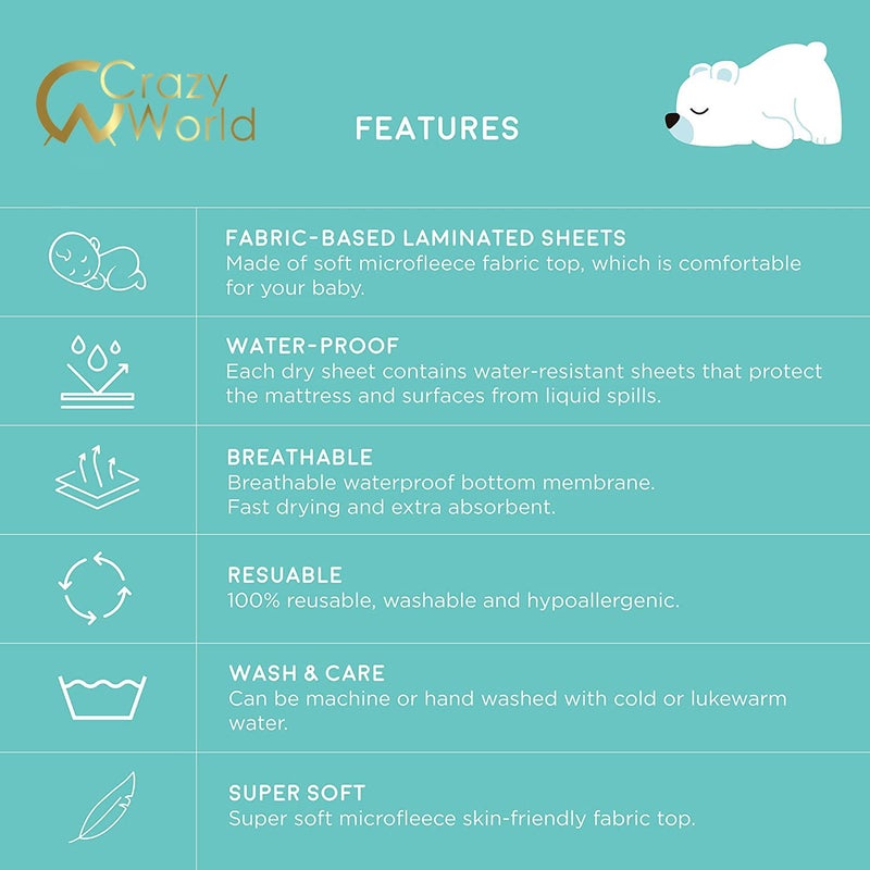 CRAZY WORLD Reusable Mat Water Proof/Extra Absorbent Dry Sheets/Bed Protector- Large, Maroon - Image 3