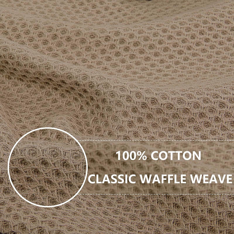 Homaxy 100% Cotton Waffle Weave Kitchen Dish Towels, Ultra Soft Absorbent Quick Drying Cleaning Towel, 13 x 28 Inches, 4-Pack, Tan - Image 2