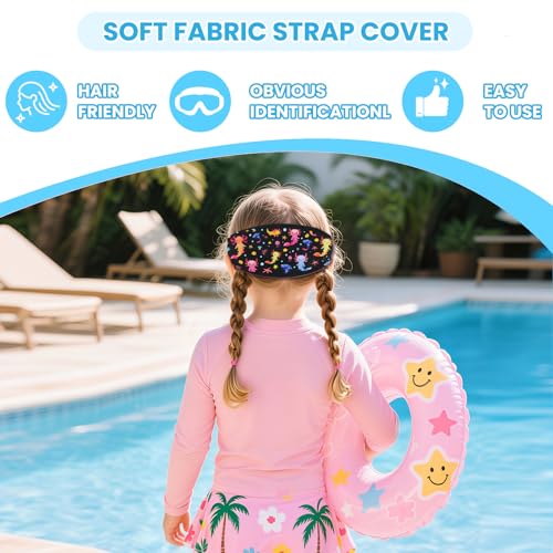 EHZYP Axolotl Toddler Swim Goggle，Fabric Strap Pain-Free, Anti-Fog，Anti-leakage earplugs for Boys and Girls (Black, One Size) - Image 4