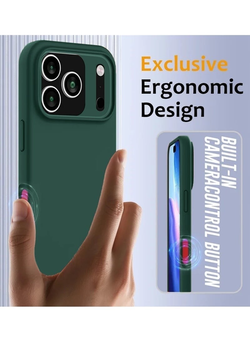 ACLIX Soft Liquid Silicone Case Cover for Apple iPhone 17 Pro 5G (2025) – Slim Shockproof Protective Phone Case with Anti-Scratch Microfiber Lining & Smooth Matte Finish – Dark Green (MCRPSN) - Image 3