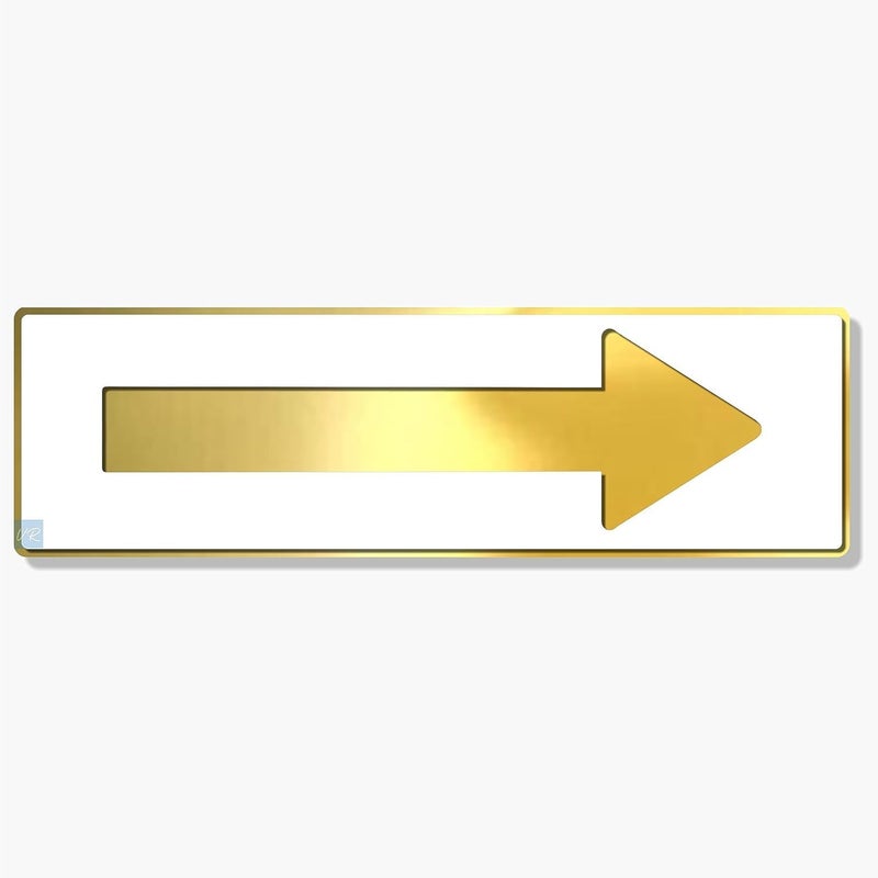 Sign Studio Direction Sign – White Gold Acrylic Self-Adhesive Board (10 x 3 Inch) – Elegant Wayfinding Signage for Office, Mall, Hotel, Hospital, School, Cafe, Store, Business & Corporate Use - Image 1