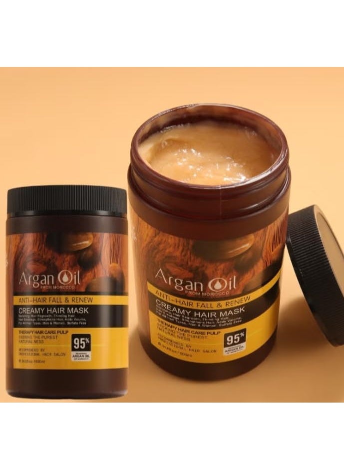 Organ Moroccan Argan Oil Hair Mask, Anti-Hair Fall Creamy Treatment, Natural Vegan Formula, Paraben-Free, Sulfate-Free, Professional Salon Quality, 1000ml - Image 3