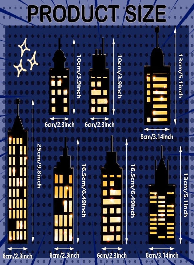 Kolldenn 15 Pcs Hero Party Favor Boxes with Light, Skyscraper Box 3D City Skyline Buildings Heroes Centerpiece for Hero Theme Birthday Party Decorations Supplies - Image 2