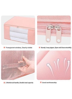 Bukela 70×50cm Large Storage Bags, 5 Pack Clothes Storage Bins Foldable Closet Organizers Storage Containers with Durable Handles Thick Fabric for Blanket Comforter Clothing Bedding 90L (Pink)  - Image 5