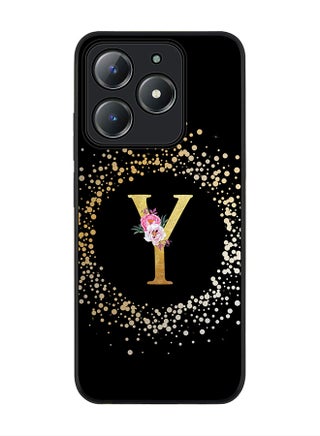 Custom Monogram Floral - Y ( Black )