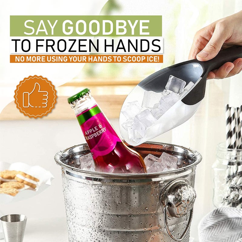 Spring Chef Magnetic Ice Scoop for Freezer, Contoured Translucent Flexi-Plastic Ice Scooper with Soft Grip Handle, Kitchen Ice Scoop for Ice Machine, Popcorn, Pet Food, Flour, Grains, Candy - Black - Image 4