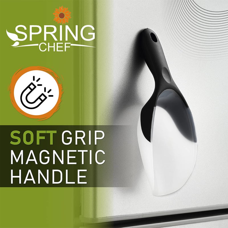 Spring Chef Magnetic Ice Scoop for Freezer, Contoured Translucent Flexi-Plastic Ice Scooper with Soft Grip Handle, Kitchen Ice Scoop for Ice Machine, Popcorn, Pet Food, Flour, Grains, Candy - Black - Image 5
