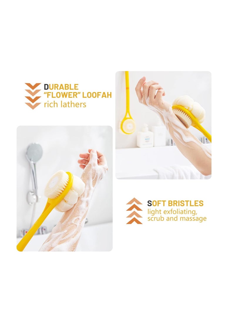 ركسو فرشة للاستحمام – فرشاة جسم بشعيرات ناعمة مع ليفة اليقطين للتنظيف والتقشير اللطيف - Image 2