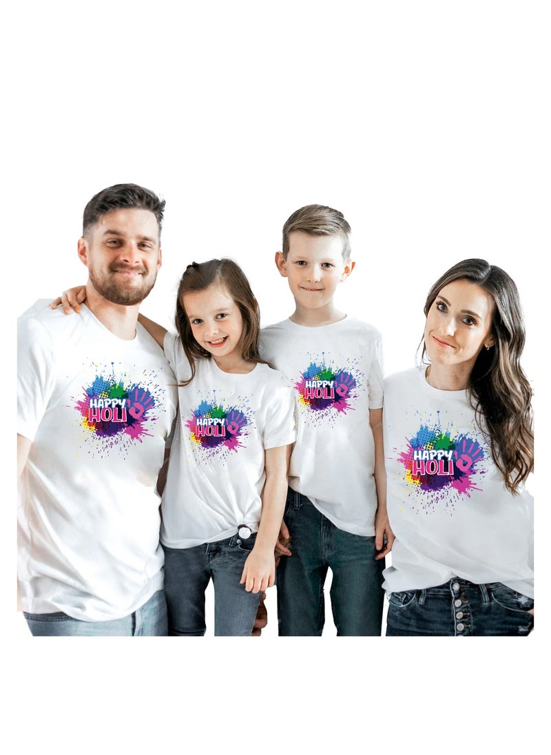 PRINTSHOP4ME Holi Celebration - Matching Family T-Shirts - Holi Family tshirt - Holi Hai Matching Men's Women's Kid's Round Neck Holi Famliy T-Shirts  - Image 1
