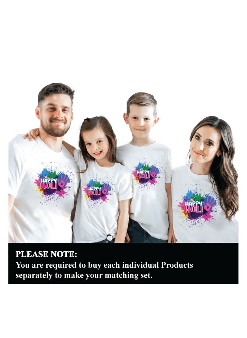 PRINTSHOP4ME Holi Celebration - Matching Family T-Shirts - Holi Family tshirt - Holi Hai Matching Men's Women's Kid's Round Neck Holi Famliy T-Shirts  - Image 2