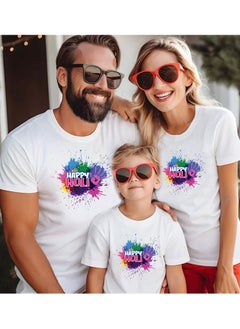 Holi Celebration - Matching Family T-Shirts - Holi Family tshirt - Holi Hai Matching Men's Women's Kid's Round Neck Holi Famliy T-Shirts - pzsku/Z31211E471360735606EBZ/45/_/1709426785/986f03ea-b7a4-4f05-a169-a300e9a901ae