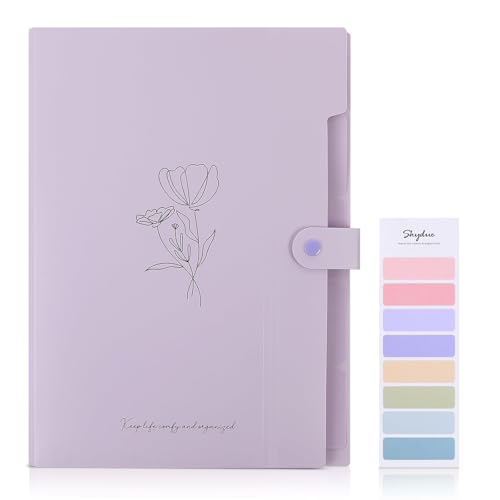 SKYDUE Expanding File Organizer with 5 Pockets Accordion File Folders with Labels Portable Document Paper Bill Receipt Organizer Home College School Office Supplies Letter Size Lilac - Image 3