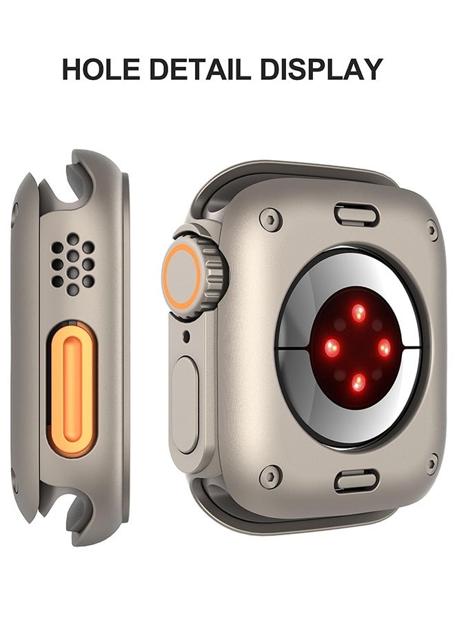 أورجنيزر متوافق مع Apple Watch Series 10 (2024) 42 مم واقي شاشة قابل للتغيير إلى Ultra، غطاء حماية من الزجاج المقوى من PC Case لـ iWatch 46 مم Series 10، تيتانيوم - Image 2