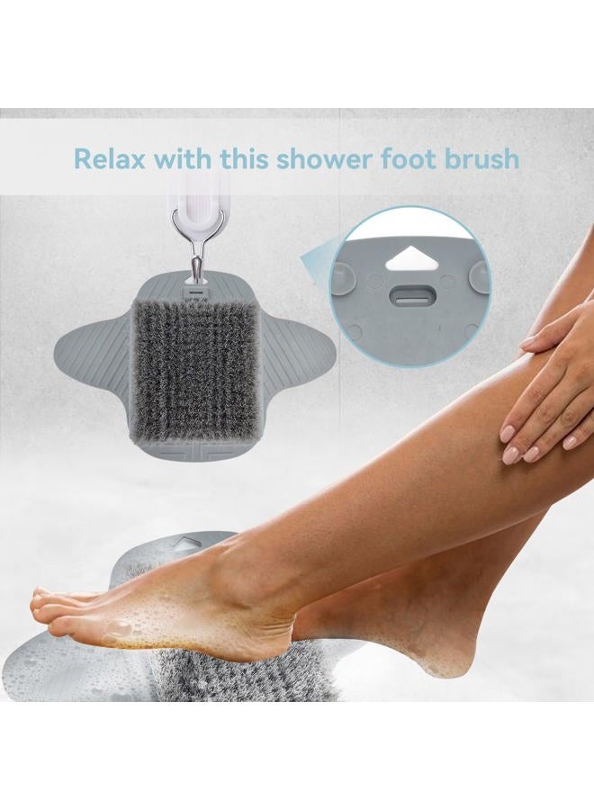 Beufee Lazy Foot Scrubbing Brush, Shower Foot Scrubber Mat with Nonslip Suction Cups Shower Foot Cleaner Feet Cleaner Washer Brush Foot Dead Skin Callus Remover Foot Massager Mat for Men and Women, Grey - Image 4