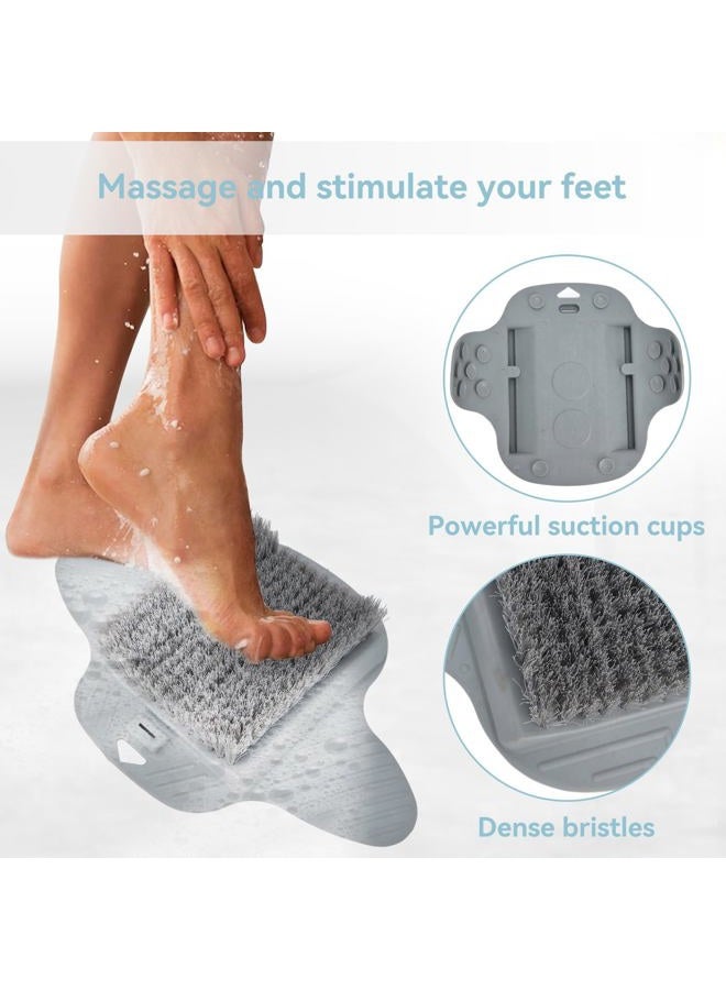 Beufee Lazy Foot Scrubbing Brush, Shower Foot Scrubber Mat with Nonslip Suction Cups Shower Foot Cleaner Feet Cleaner Washer Brush Foot Dead Skin Callus Remover Foot Massager Mat for Men and Women, Grey - Image 2