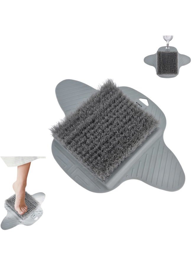 Beufee Lazy Foot Scrubbing Brush, Shower Foot Scrubber Mat with Nonslip Suction Cups Shower Foot Cleaner Feet Cleaner Washer Brush Foot Dead Skin Callus Remover Foot Massager Mat for Men and Women, Grey - Image 1