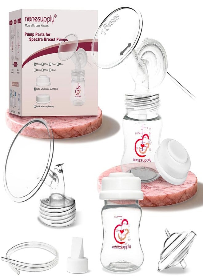 Nenesupply 15mm Pump Parts Compatible with Spectra S2 S1 9 Plus Breast Pump Replace Spectra Pump Parts and S2 Accessories Incl 15mm Flange Duckbill Valve Tubing Backflow Protector Bottle - Image 1