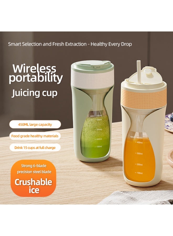 Wireless Portable Juicer Cup with Ice-Crushing Power, 450ML, 15-Cup Marathon​, Green, for Travel, Home, Office, Car  - Image 2
