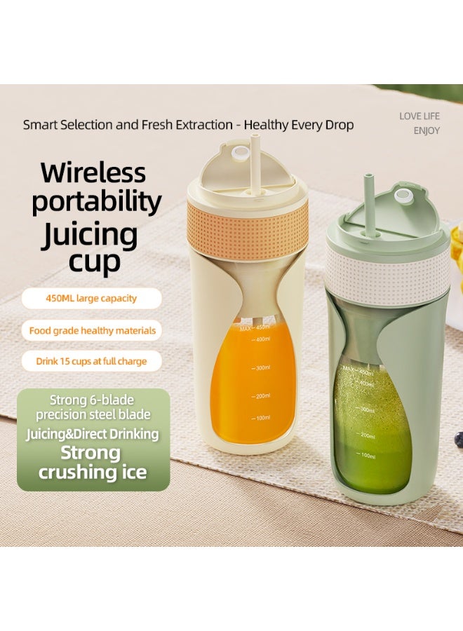 Wireless Portable Juicer Cup with Ice-Crushing Power, 450ML, 15-Cup Marathon​, Green, for Travel, Home, Office, Car  - Image 5