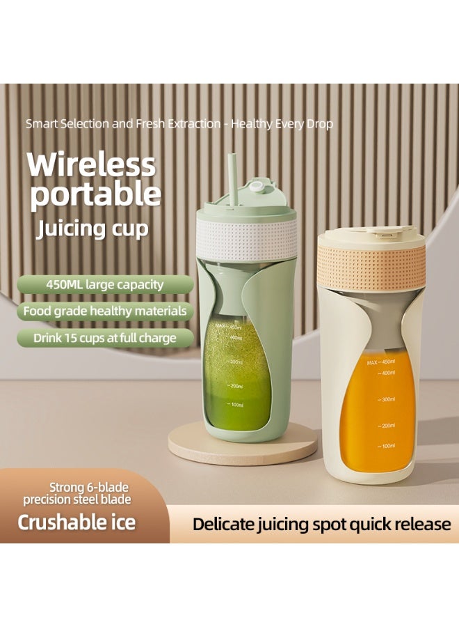 Wireless Portable Juicer Cup with Ice-Crushing Power, 450ML, 15-Cup Marathon​, Green, for Travel, Home, Office, Car  - Image 4