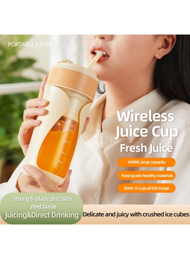 Wireless Portable Juicer Cup with Ice-Crushing Power, 450ML, 15-Cup Marathon​, Green, for Travel, Home, Office, Car  - Image 3