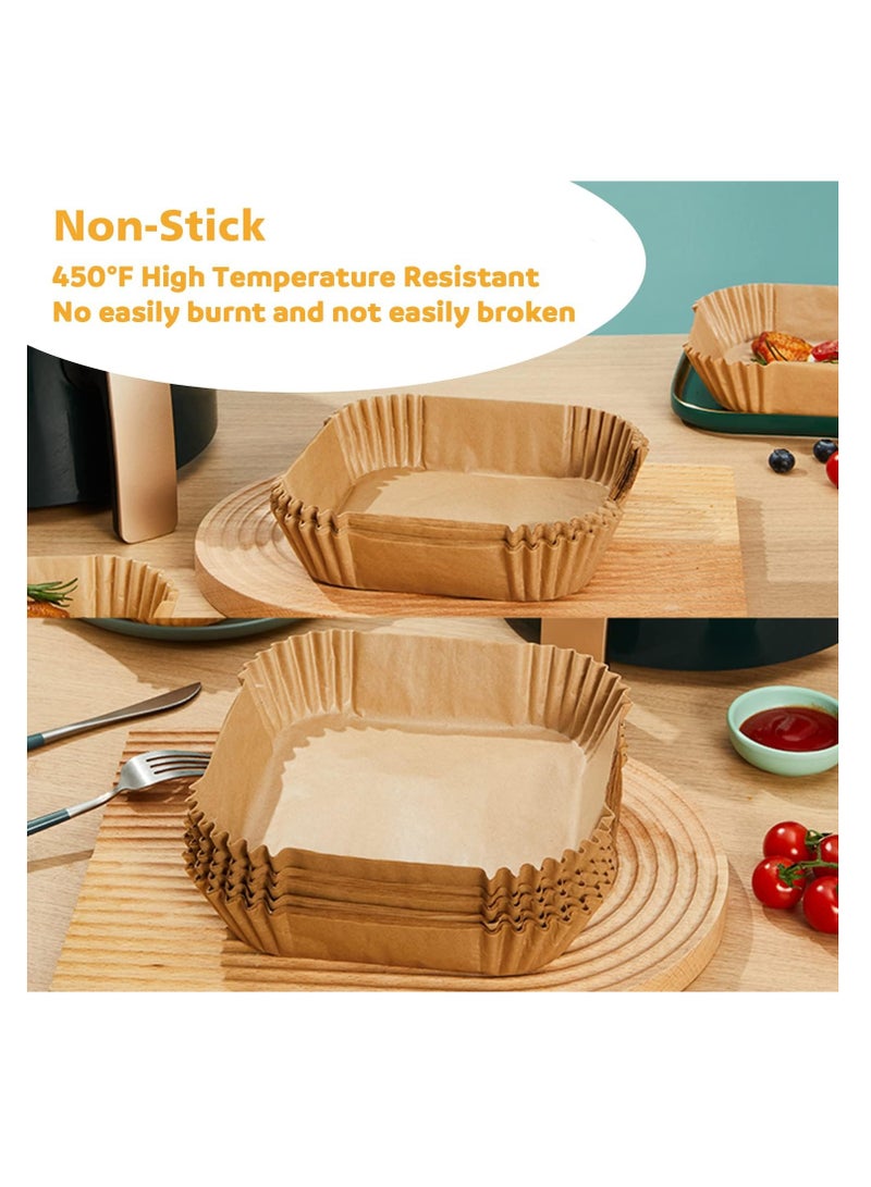Air Fryer Paper Liners 6.5 Inch, 100 Pieces Non-Stick Parchment Paper, Greaseproof, Disposable Food Grade Unbleached Paper Squares for 2-5 Quart Air Fryer Baking Microwave - Image 4