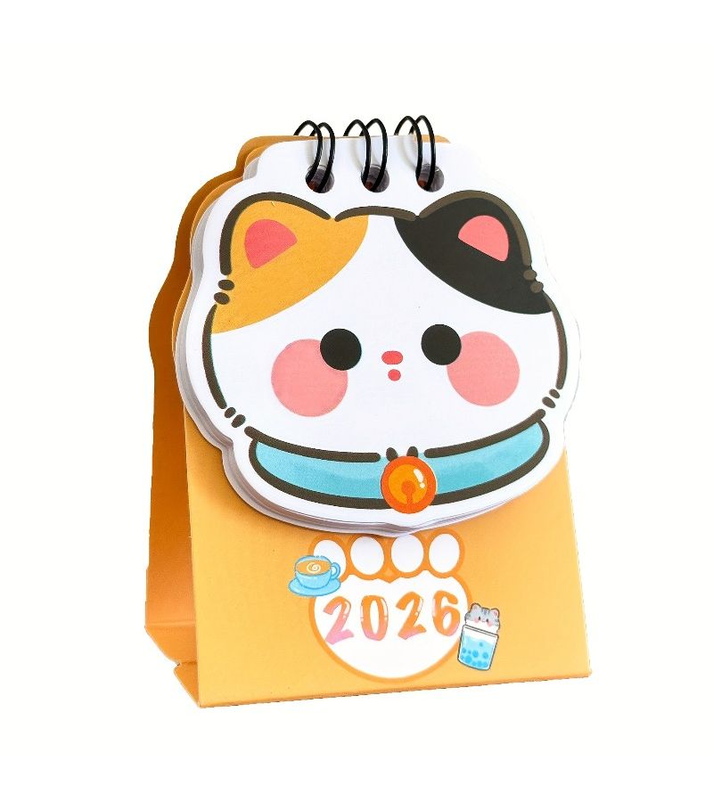 2026 Mini Cat Calendar 2pcs Adorable Floral Monthly Weekly Planner Home Office Organizer Sturdy Paper - Image 3