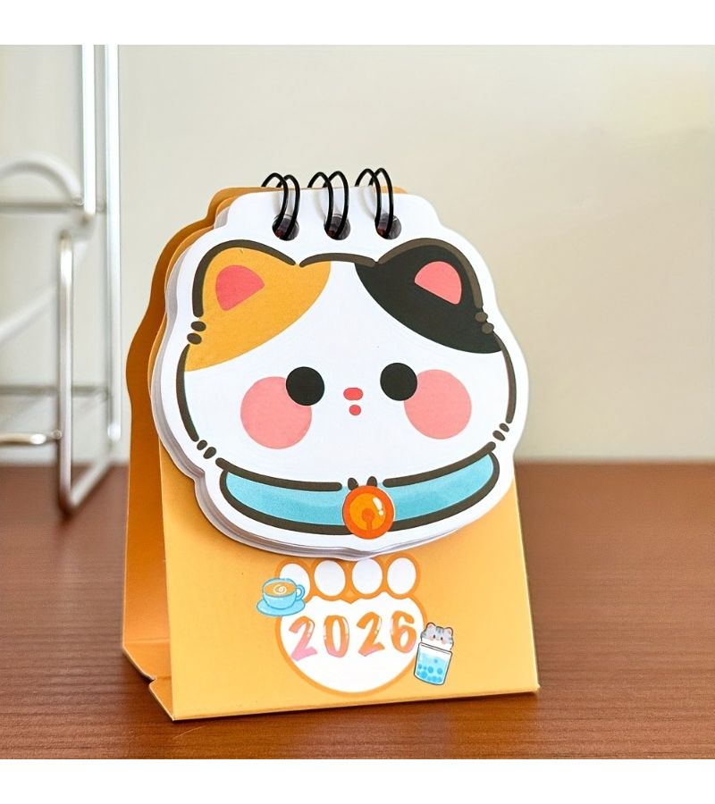 2026 Mini Cat Calendar 2pcs Adorable Floral Monthly Weekly Planner Home Office Organizer Sturdy Paper - Image 5