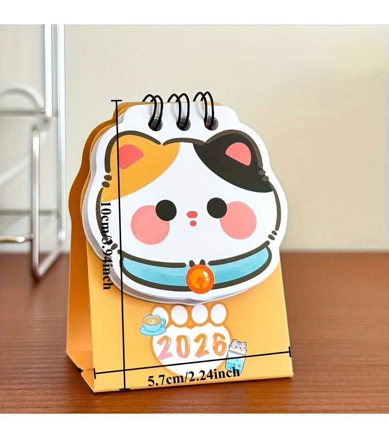 2026 Mini Cat Calendar 2pcs Adorable Floral Monthly Weekly Planner Home Office Organizer Sturdy Paper - Image 4