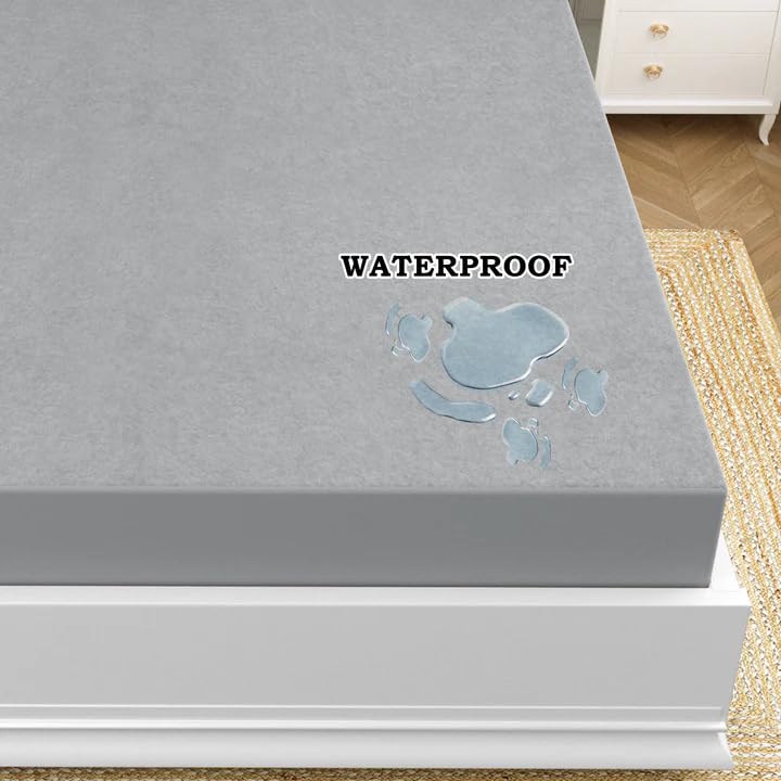 100 Waterproof Ultra Soft Cotton Feel Terry Bed Mattress Protector King Size 75x72 Inches Water Resistant Breathable Hypoallergenic Fitted Double Bed Protector Cover 75x72 inch 625x6 Feet - Image 2