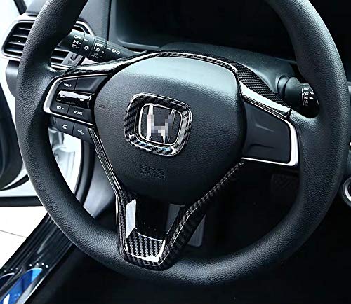 Duoles Carbon Fiber Print Interior Trim Air Vent Outlet Steering Wheel Gear Shift Knob for Honda Accord 10th 2018 2019 2020 (Carbon Fiber Steering Wheel Trim) - Image 3