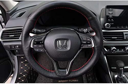 Duoles Carbon Fiber Print Interior Trim Air Vent Outlet Steering Wheel Gear Shift Knob for Honda Accord 10th 2018 2019 2020 (Carbon Fiber Steering Wheel Trim) - Image 4