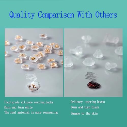 DSOMHZ Earring Backs,18K Gold Silicone Earring Backs for Studs/Droopy Ears,Locking Secure Earring Backs for Heavy Earring,No-Irritate Hypoallergenice Soft Clear Earring Backs for Adults - Image 5
