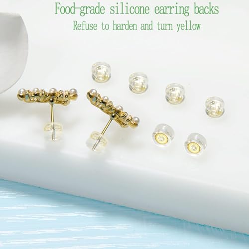 DSOMHZ Earring Backs,18K Gold Silicone Earring Backs for Studs/Droopy Ears,Locking Secure Earring Backs for Heavy Earring,No-Irritate Hypoallergenice Soft Clear Earring Backs for Adults - Image 4