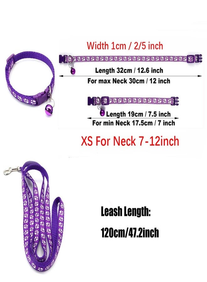 cyhaen Pink Dog Collar and Leash Set,Nylon Paw Print Small Dog Collar with Bell Adjustable Buckle for Xs XSmall Cat Puppy Dogs Girl Kitten Yorkie Chihuahua X-Small - Image 4
