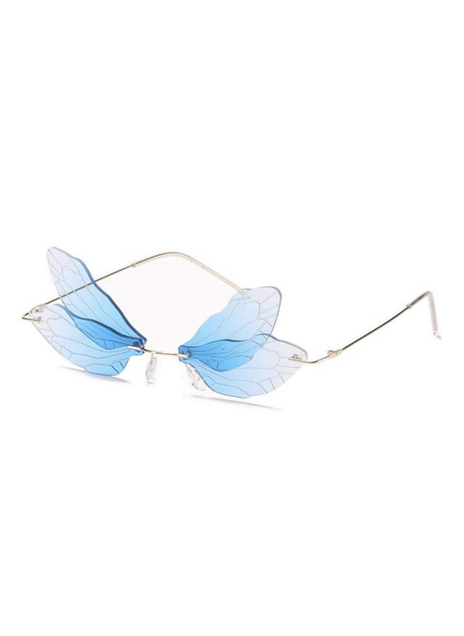 ENTHYI - Dragonfly Wing Shape Sunglasses For Women/Men Frameless Irregular Glasses Shades Party Sun Glasses (Blue) - Image 1