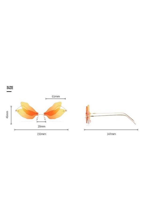 ENTHYI - Dragonfly Wing Shape Sunglasses For Women/Men Frameless Irregular Glasses Shades Party Sun Glasses (Blue) - Image 1