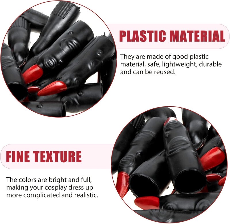 woobles Witch Fingers 24 Pcs Halloween Witch Fingers Bulk Cosplay Claws Halloween Finger Fingernails Black Witch Finger Pointer Black 6.7x1.9cm - Image 4