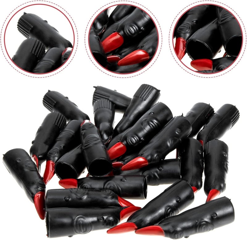woobles Witch Fingers 24 Pcs Halloween Witch Fingers Bulk Cosplay Claws Halloween Finger Fingernails Black Witch Finger Pointer Black 6.7x1.9cm - Image 2