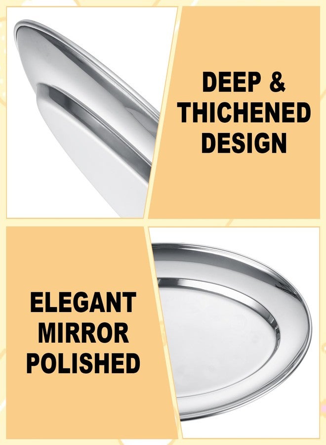 AKOLAFE 10PCS Sizzle Platter for Serving Food Medium Serving Trays for Party Buffet Oval Serving Platter Set Silver Tray Decorative Metal Trays Stainless Steel Tray Long Sizzler Plates for Sushi Snack - Image 4