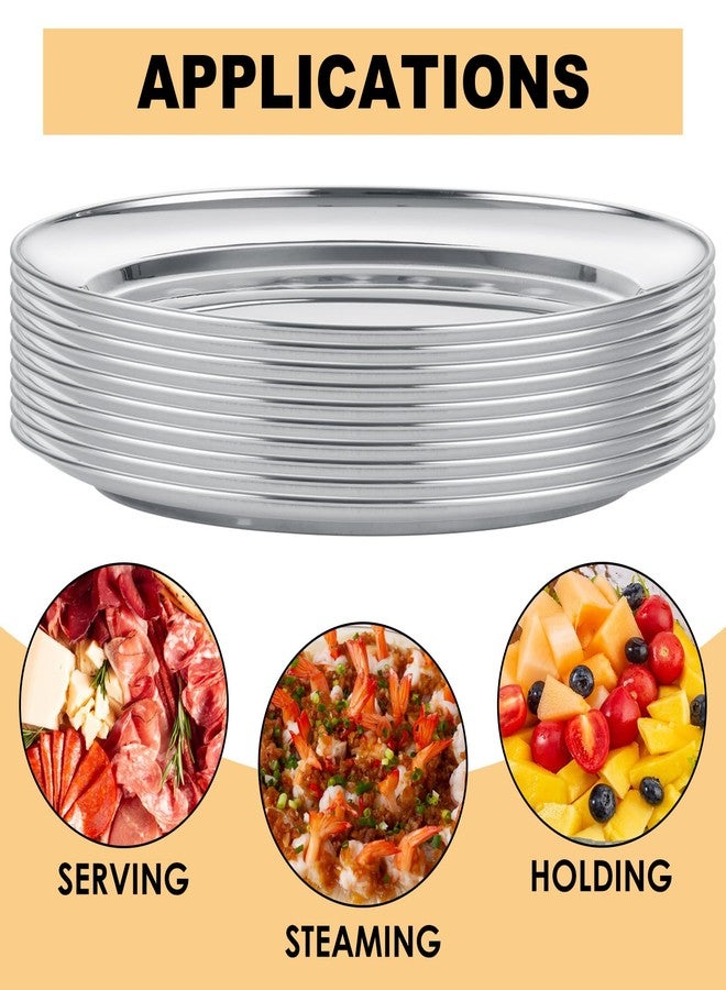 AKOLAFE 10PCS Sizzle Platter for Serving Food Medium Serving Trays for Party Buffet Oval Serving Platter Set Silver Tray Decorative Metal Trays Stainless Steel Tray Long Sizzler Plates for Sushi Snack - Image 3