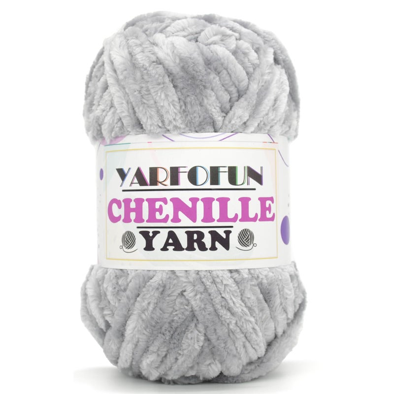 YARFOFUN Velvet Chenille Yarn for CrochetingLight Grey Fluffy Velvet Plush Thick Soft Chunky Chenille Baby Blanket Yarn for Crocheting Knitting Beginners 100g492ydLight Grey - Image 3