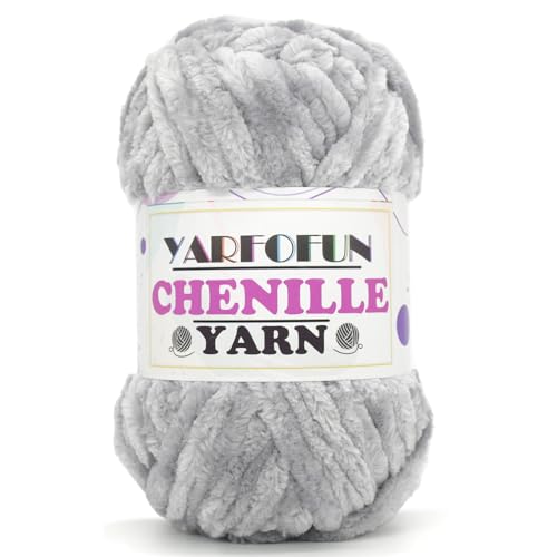 YARFOFUN Velvet Chenille Yarn for CrochetingLight Grey Fluffy Velvet Plush Thick Soft Chunky Chenille Baby Blanket Yarn for Crocheting Knitting Beginners 100g492ydLight Grey - Image 1