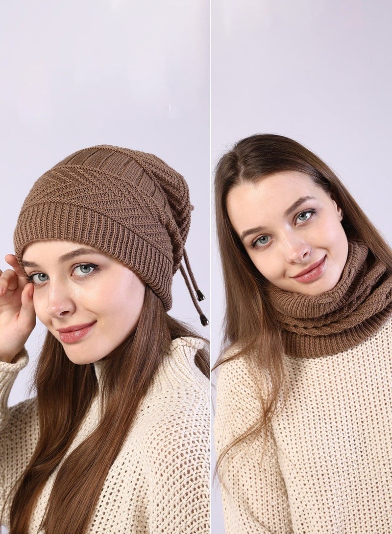NIBEMINENT Women Winter Slouchy Beanie Outdoor Warm Stocking Hat Thick Knitted Skull Hats Multifunctional for Scarves Mask Khaki  - Image 5