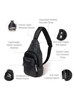 Baggallini Baggallini Securtex Anti-Theft Daytripper Sling, Midnight Blossom Print  - Image 3
