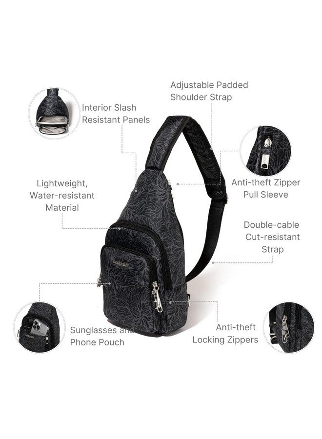 باجاليني حقيبة يد Baggallini Securtex Anti Theft Daytripper Sling، بطبعة Midnight Blossom - Image 3