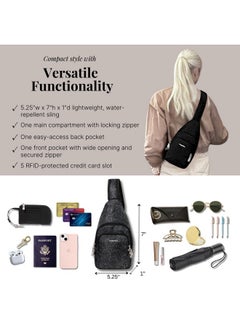 Baggallini Baggallini Securtex Anti-Theft Daytripper Sling, Midnight Blossom Print  - Image 4