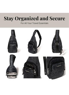 Baggallini Baggallini Securtex Anti-Theft Daytripper Sling, Midnight Blossom Print  - Image 5