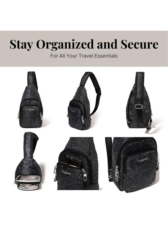 باجاليني حقيبة يد Baggallini Securtex Anti Theft Daytripper Sling، بطبعة Midnight Blossom - Image 5