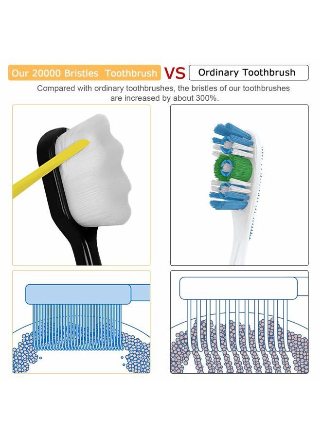 VEGOLS Adult Extra Soft Toothbrush with 20000 Soft Bristles, (Pack of 6) Micro Nano Manual Toothbrushes for Protect Sensitive Gums, Black/White - Image 5